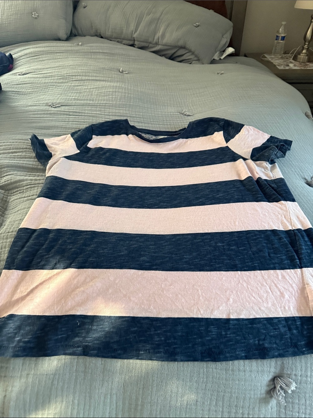 Sonoma Navy and White Striped Short Sleeve Tee